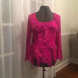 Pink & black silk top